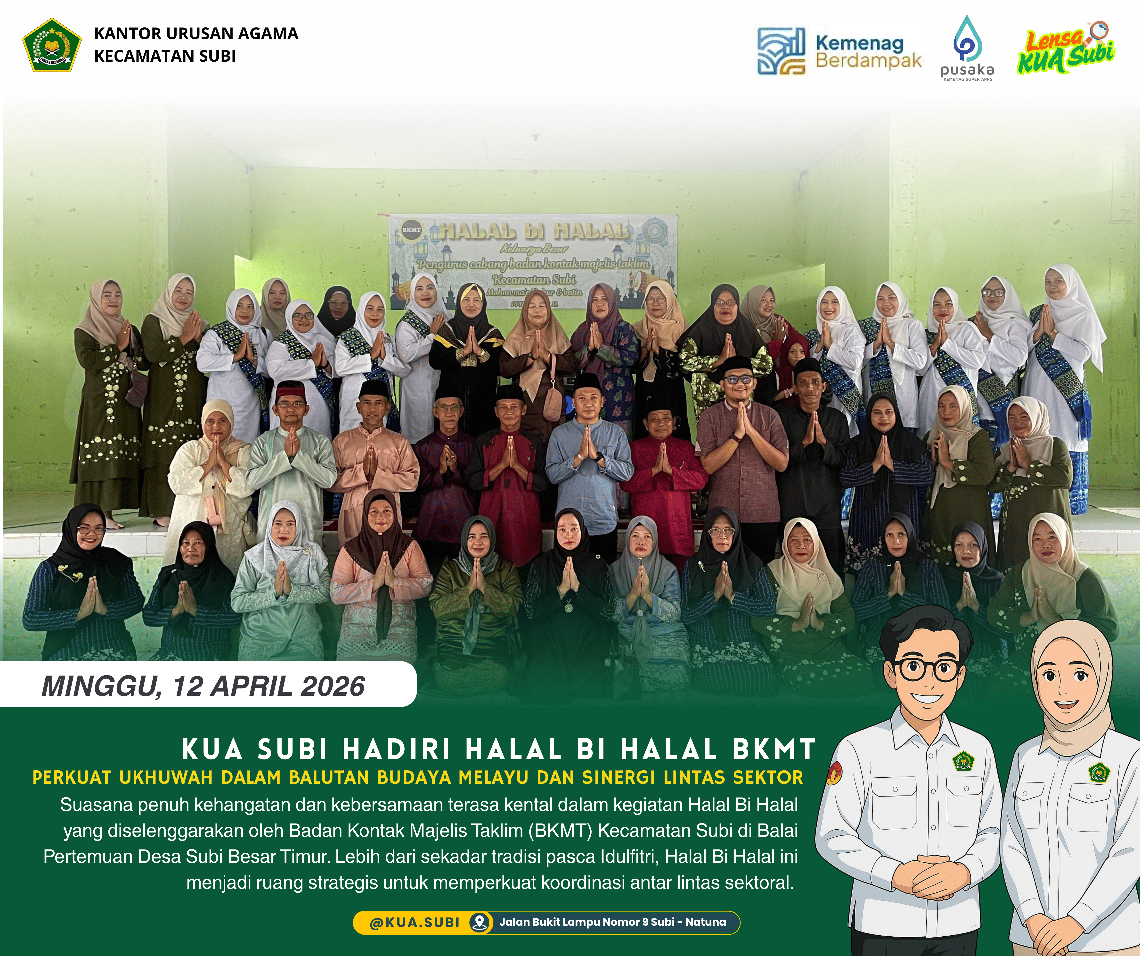 KUA Subi Hadiri Halal Bi Halal BKMT, Perkuat Ukhuwah dalam Balutan Budaya Melayu dan Sinergi Lintas Sektor